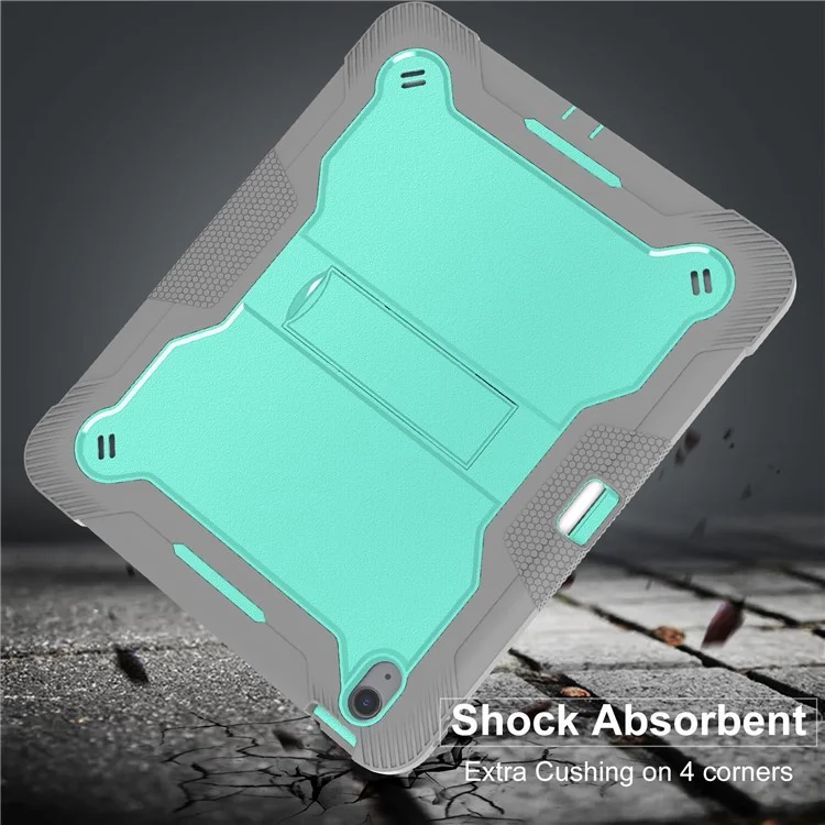 Bulk Purchasing For iPad mini (2024)  /  (2021) Case Kickstand Silicone + PC Impact Protective Tablet Cover - Navy Blue+Yellowgreen