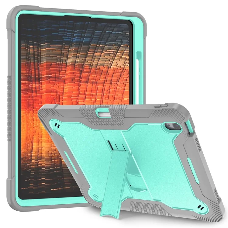 Оптовая закупка для чехла Xiaomi Redmi Pad SE с подставкой, силиконовый + ударопрочный пластиковый защитный чехол для планшета - темно-синий + желто-зеленый