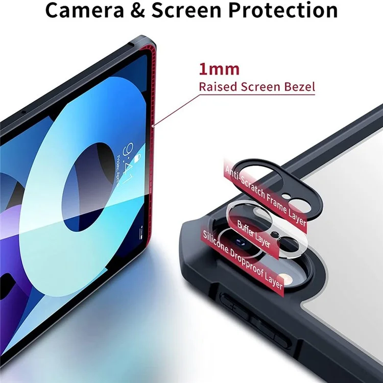Xundd Per Ipad Air (2020)/Air (2022) Cas Kickstand Tablet Cust Cushion Cover Protettivo TPU Protezione Shock - Nero