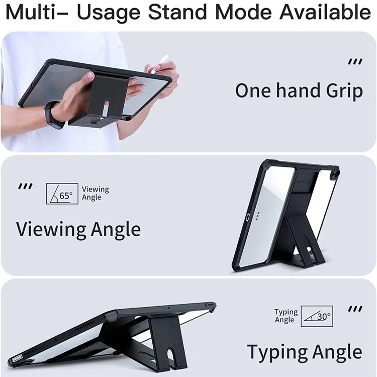 Xundd Per Ipad Air (2020)/Air (2022) Cas Kickstand Tablet Cust Cushion Cover Protettivo TPU Protezione Shock - Nero