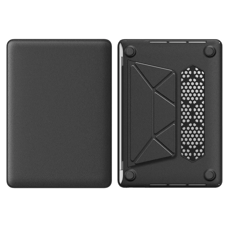 For MacBook Pro 13 inch (2022) / (2020) / (2018) M1 / M2 A2289 A2251 A2159 A1989 A1706 A1708 Laptop Case Anti-Slip PC+PU Leather Flip Cover - Black