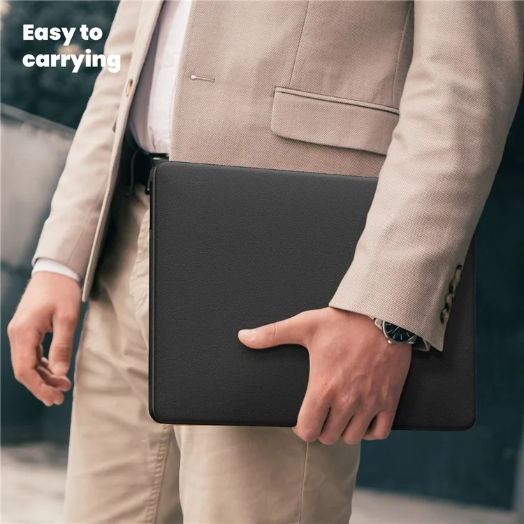 For MacBook Pro 13 inch (2022) / (2020) / (2018) M1 / M2 A2289 A2251 A2159 A1989 A1706 A1708 Laptop Case Anti-Slip PC+PU Leather Flip Cover - Black