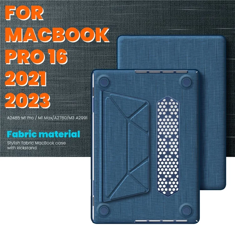 Funda para portátil MacBook Pro de 16 pulgadas (2023) / (2021) A2485 M1 Pro / M1 Max / A2780 / M3 A2991 - Anti deslizante de PC+Tela, cubierta abatible - Negro
