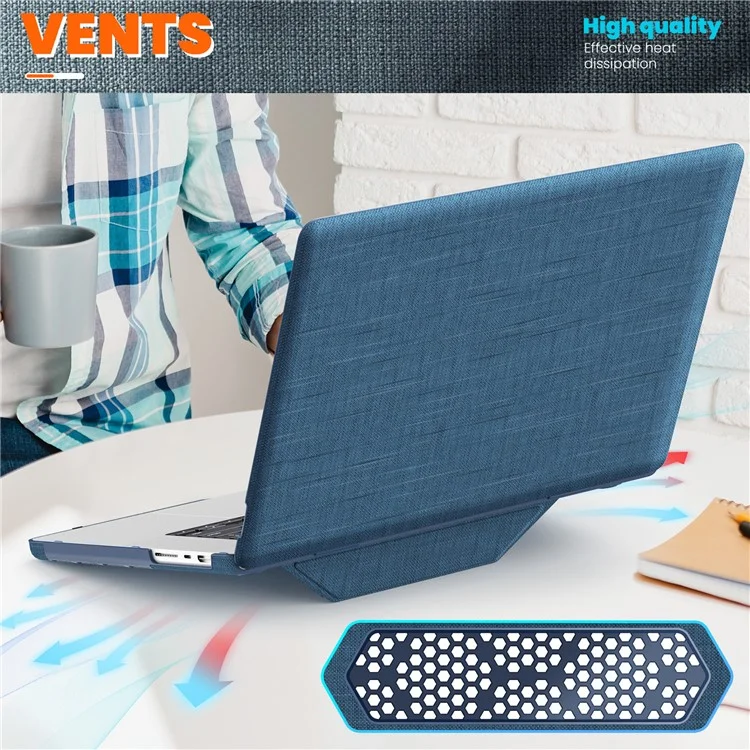 Funda para portátil MacBook Pro de 16 pulgadas (2023) / (2021) A2485 M1 Pro / M1 Max / A2780 / M3 A2991 - Anti deslizante de PC+Tela, cubierta abatible - Negro