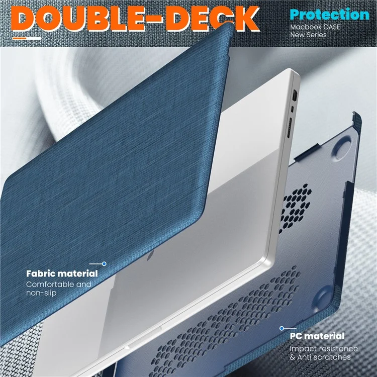 Funda para portátil MacBook Pro de 16 pulgadas (2023) / (2021) A2485 M1 Pro / M1 Max / A2780 / M3 A2991 - Anti deslizante de PC+Tela, cubierta abatible - Negro