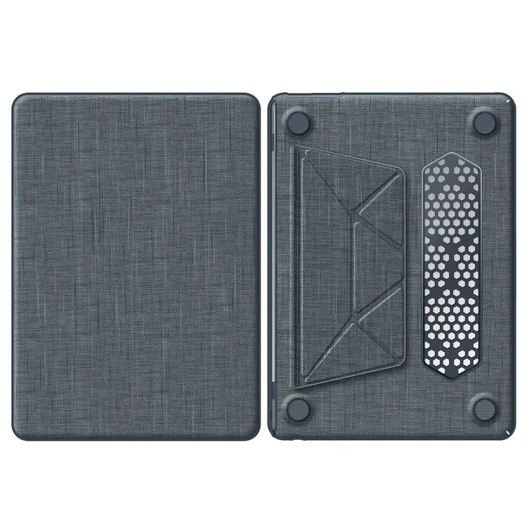 For MacBook Air 13 inch (2025) / (2024) M3 A3113 / (2022) M2 A2681 Laptop Case Anti-Slip PC+Cloth Flip Cover - Grey