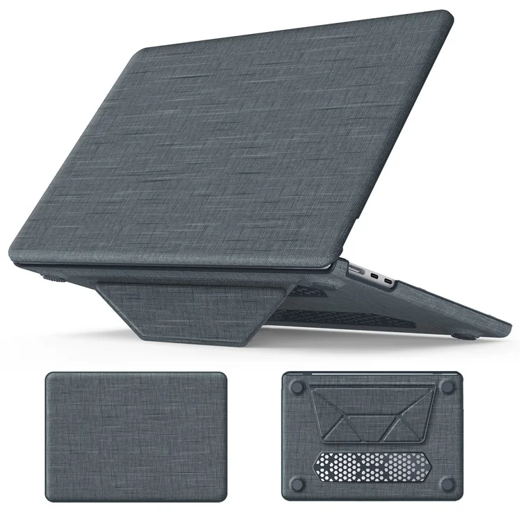 For MacBook Air 13 inch (2025) / (2024) M3 A3113 / (2022) M2 A2681 Laptop Case Anti-Slip PC+Cloth Flip Cover - Grey