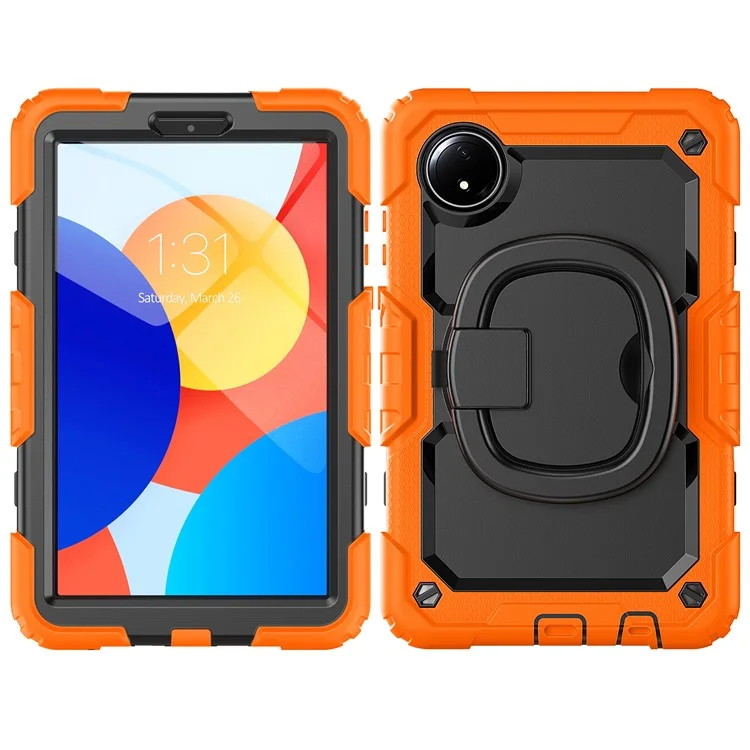 Étui avec support pour Xiaomi Redmi Pad SE 4G 8,7 pouces, en PC et silicone, avec bandoulière - Orange
