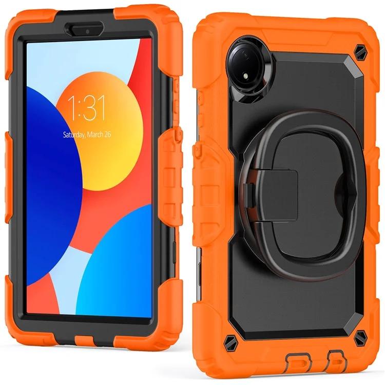 Étui avec support pour Xiaomi Redmi Pad SE 4G 8,7 pouces, en PC et silicone, avec bandoulière - Orange