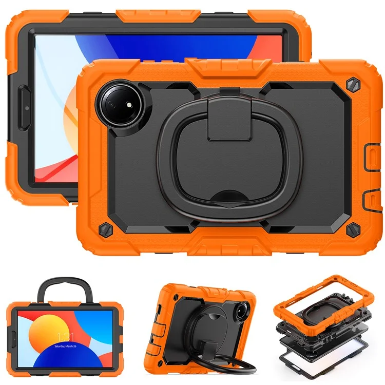 Étui avec support pour Xiaomi Redmi Pad SE 4G 8,7 pouces, en PC et silicone, avec bandoulière - Orange
