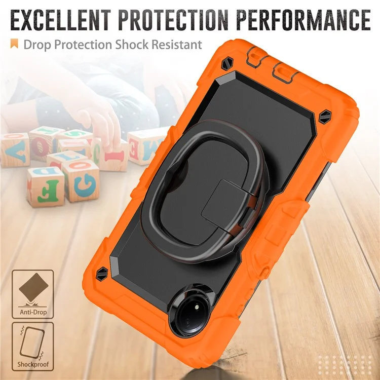 Étui avec support pour Xiaomi Redmi Pad SE 4G 8,7 pouces, en PC et silicone, avec bandoulière - Orange