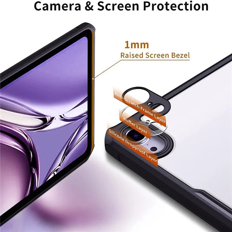 XUNDD For iPad mini (2024) / mini (2021) Shockproof  Slim Case TPU Frame Tablet Cover Air Cushion Protective Case - Black