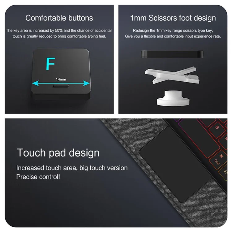 For iPad mini (2024) Leather Case + Bluetooth-compatible Keyboard with Backlight Trackpad