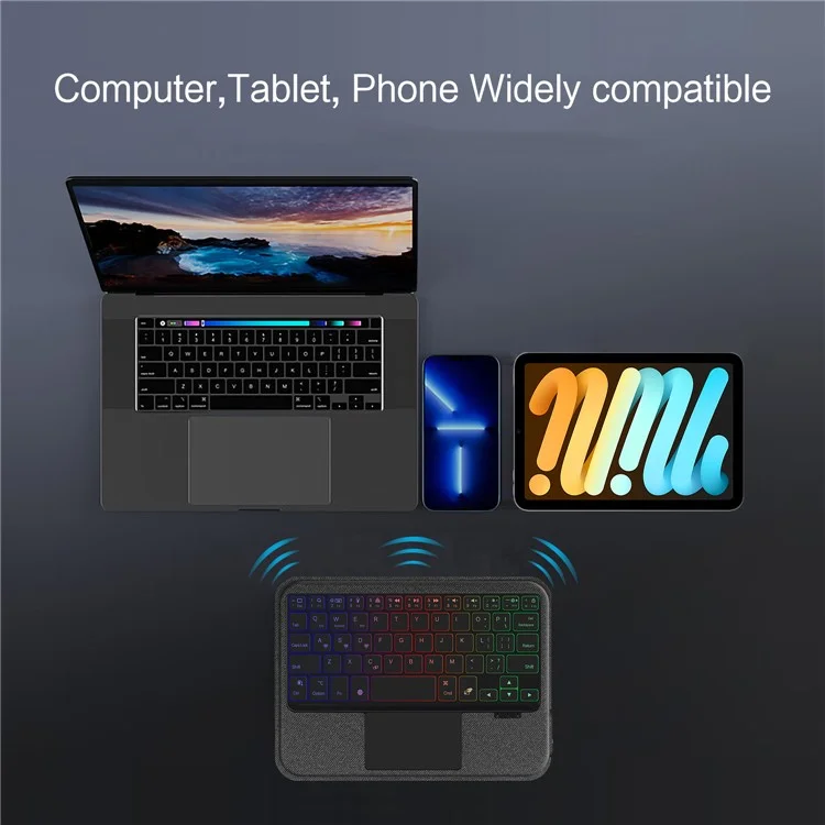 For iPad mini (2024) Leather Case + Bluetooth-compatible Keyboard with Backlight Trackpad
