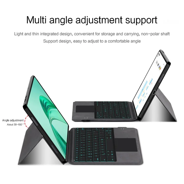 For Honor Pad X8a Leather Case + Touchpad Bluetooth-compatible Keyboard with Backlit