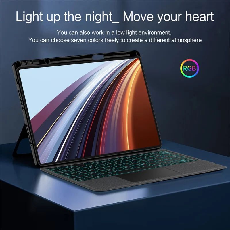 Étui en cuir Pour Honor Pad GT Pro + Clavier Bluetooth avec rétroéclairage et pavé tactile