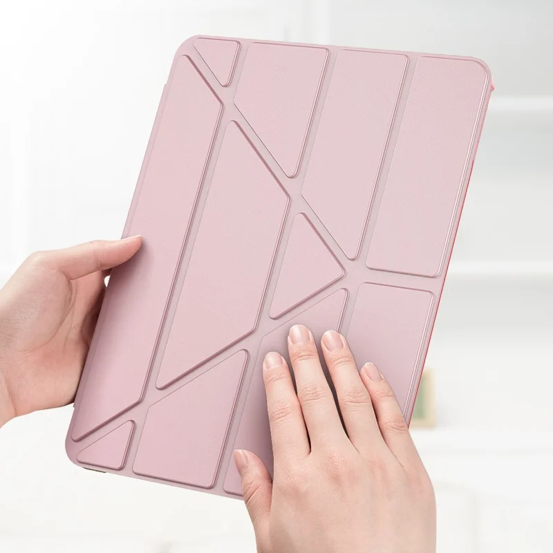 For iPad Pro 11 (2024) Case Origami Stand PU Leather+TPU Tablet Cover with Pen Slot - Black