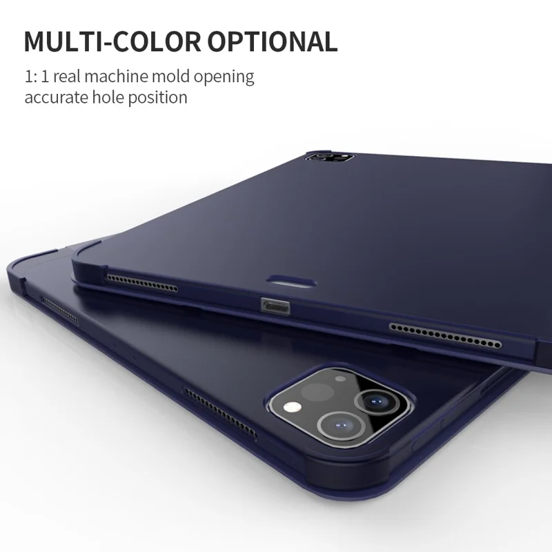 For iPad Pro 11 (2024) Case Origami Stand PU Leather+TPU Tablet Cover with Pen Slot - Black