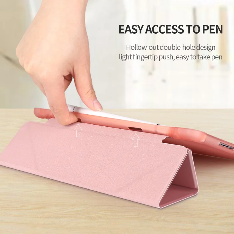 For iPad Pro 11 (2024) Case Origami Stand PU Leather+TPU Tablet Cover with Pen Slot - Black