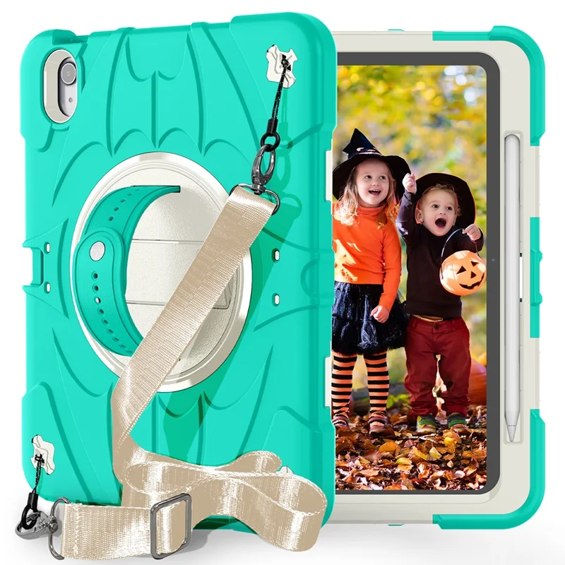 Capa para iPad Air 11 (2024) / iPad Air (2022) / (2020) com suporte, slot para caneta, silicone + PC com alça - Verde menta