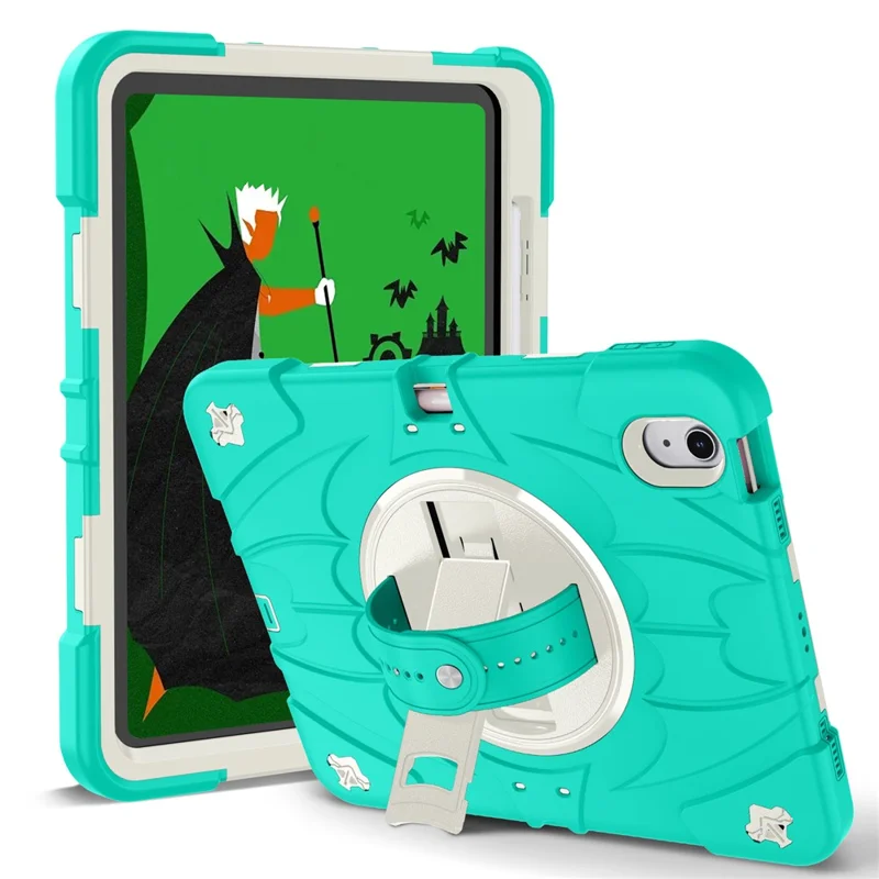 Capa para iPad Air 11 (2024) / iPad Air (2022) / (2020) com suporte, slot para caneta, silicone + PC com alça - Verde menta