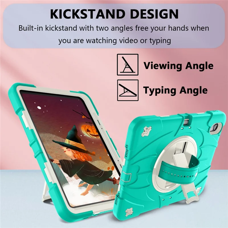 Capa para iPad Air 11 (2024) / iPad Air (2022) / (2020) com suporte, slot para caneta, silicone + PC com alça - Verde menta