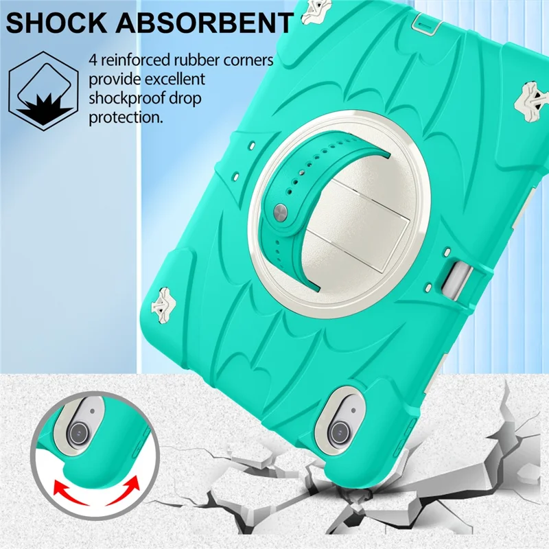 Capa para iPad Air 11 (2024) / iPad Air (2022) / (2020) com suporte, slot para caneta, silicone + PC com alça - Verde menta