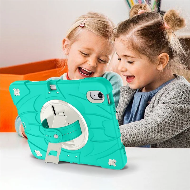 Capa para iPad Air 11 (2024) / iPad Air (2022) / (2020) com suporte, slot para caneta, silicone + PC com alça - Verde menta