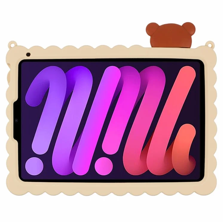 Для iPad mini (2024) / mini (2021) Силиконовый чехол с подставкой и милым медведем Чехол для планшета с плечевым ремнем - Желтый
