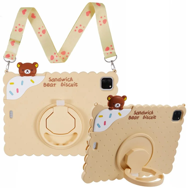 Bear Silicone Case with Strap for iPad Air 11 (2025) / (2024) / Air (2022) / (2020) / Pro 11 (2024) / (2022) / (2021) / (2020) / (2018) - Yellow
