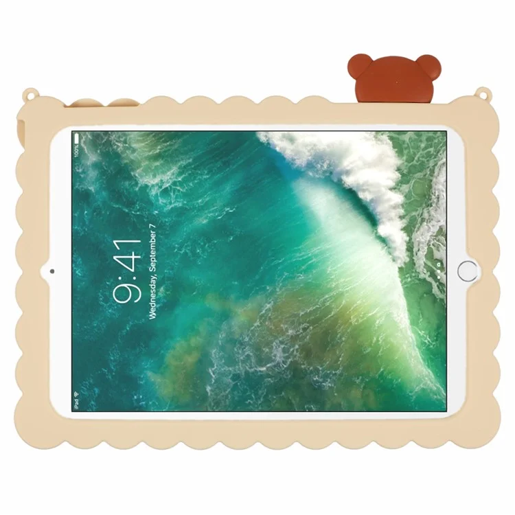Silikonhülle für iPad 9,7 Zoll (2018) / (2017) / iPad Air 2 / Air (2013) mit Ständer und Schultergurt - Gelb