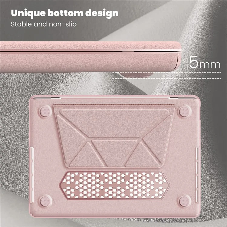 Funda para portátil MacBook Pro de 14 pulgadas (2023) / (2021) A2442 M1 Pro / M1 Max / A2779 / M3 A2918 A2992, de PC+PU cuero, con tapa y antideslizante - Rosa