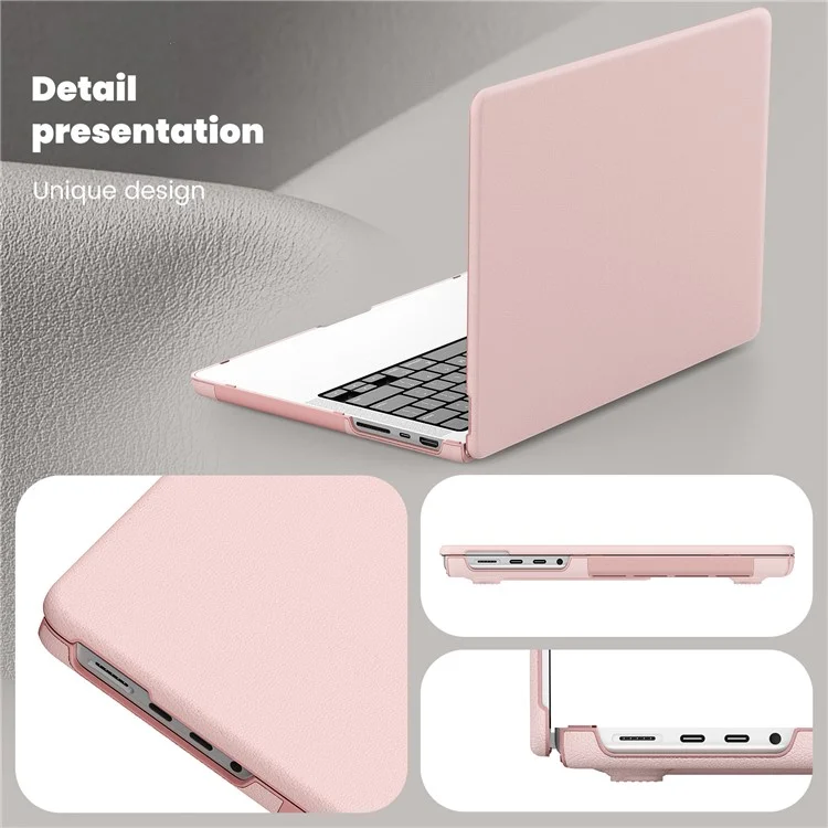 Funda para portátil MacBook Pro de 14 pulgadas (2023) / (2021) A2442 M1 Pro / M1 Max / A2779 / M3 A2918 A2992, de PC+PU cuero, con tapa y antideslizante - Rosa