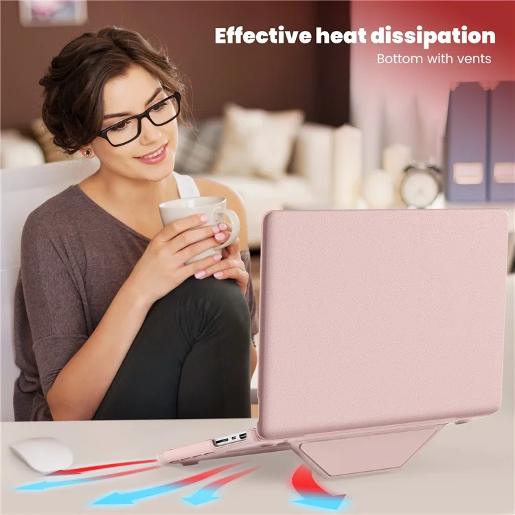 Funda para portátil MacBook Pro de 14 pulgadas (2023) / (2021) A2442 M1 Pro / M1 Max / A2779 / M3 A2918 A2992, de PC+PU cuero, con tapa y antideslizante - Rosa