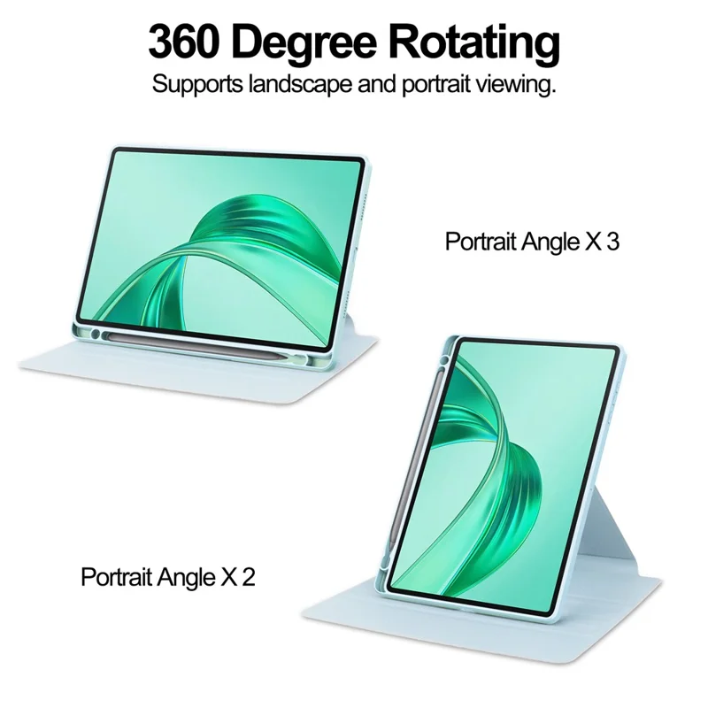 For Honor Pad X8a Case 360° Rotary Stand PU Leather+Acrylic Tablet Cover (Without Keyboard) - Sky Blue