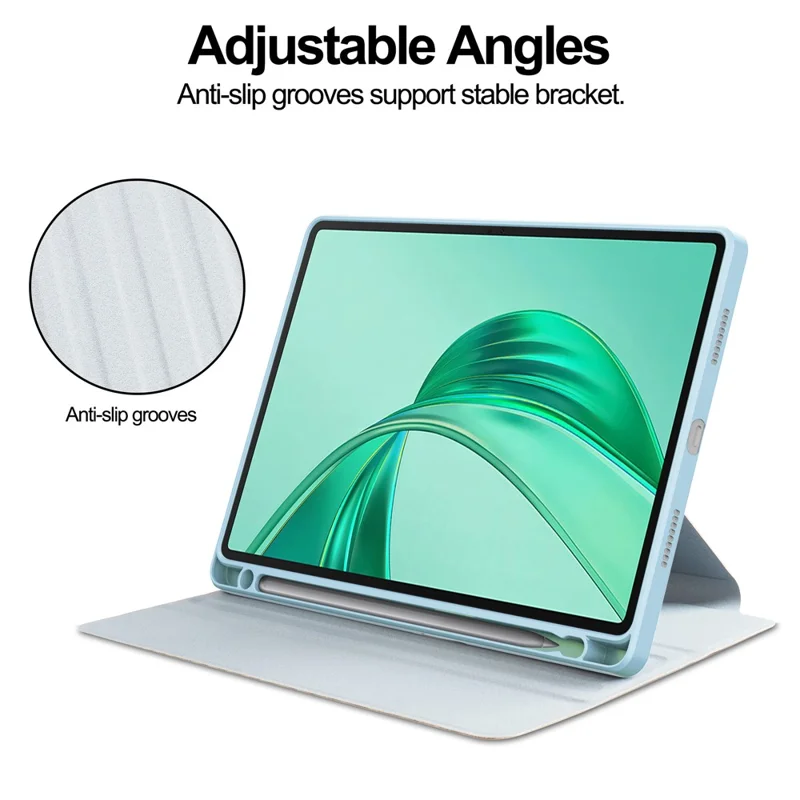 For Honor Pad X8a Case 360° Rotary Stand PU Leather+Acrylic Tablet Cover (Without Keyboard) - Sky Blue