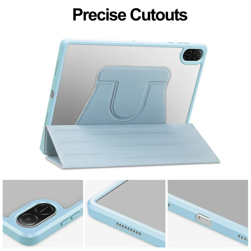 For Honor Pad X8a Case 360° Rotary Stand PU Leather+Acrylic Tablet Cover (Without Keyboard) - Sky Blue