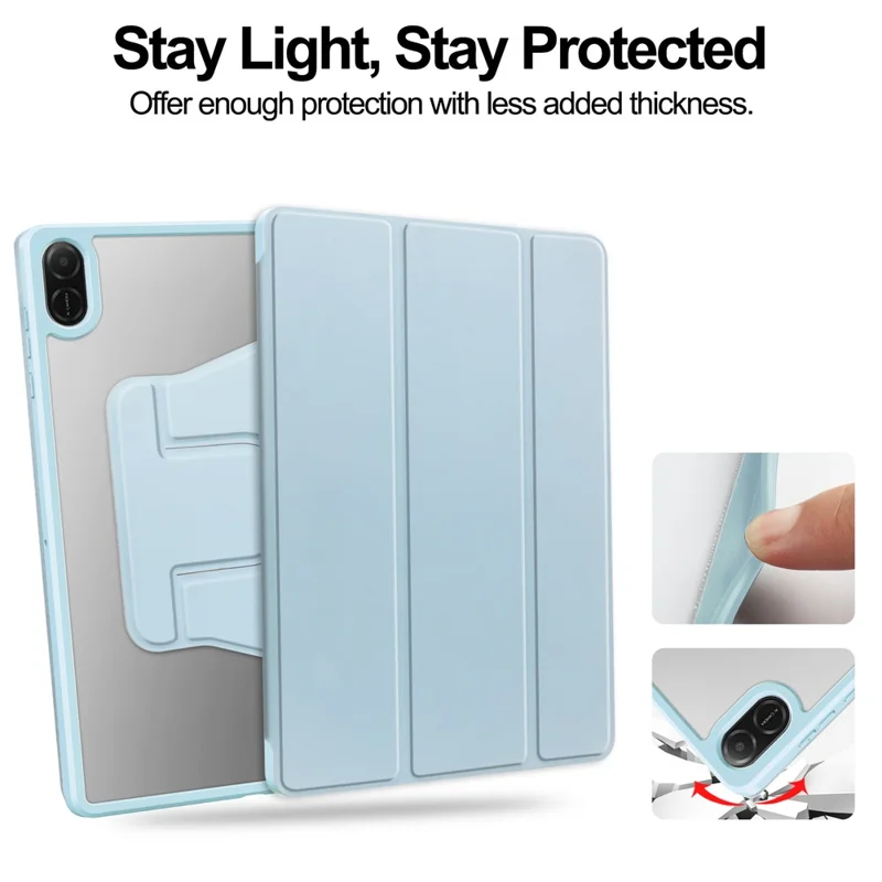 For Honor Pad X8a Case 360° Rotary Stand PU Leather+Acrylic Tablet Cover (Without Keyboard) - Sky Blue