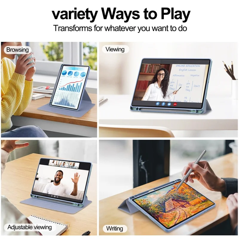 For Honor Pad X8a Case 360 Degree Rotary Stand PU Leather+Acrylic Tablet Cover (Without Keyboard) - Purple