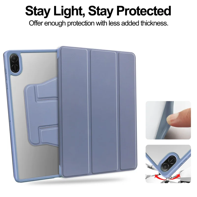 For Honor Pad X8a Case 360 Degree Rotary Stand PU Leather+Acrylic Tablet Cover (Without Keyboard) - Purple