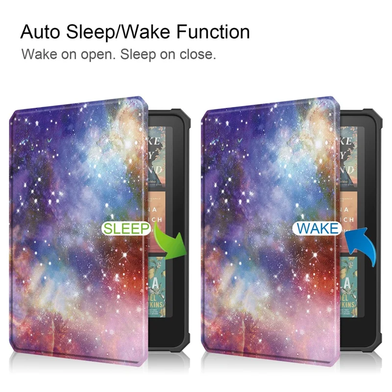 For Amazon Kindle Paperwhite (2024) / Kindle Colorsoft Case Pattern Print TPU+ PU E-Reader Cover - Galaxy
