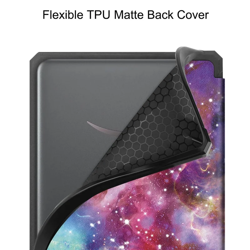 For Amazon Kindle Paperwhite (2024) / Kindle Colorsoft Case Pattern Print TPU+ PU E-Reader Cover - Galaxy