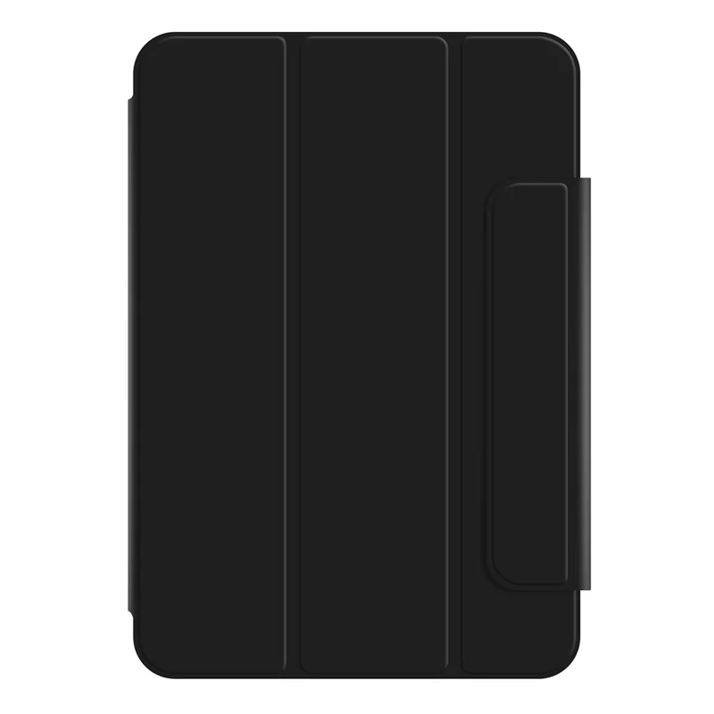 For iPad mini (2024) Stand Case Shockproof Magnetic PU Leather Flip Tablet Cover - Black