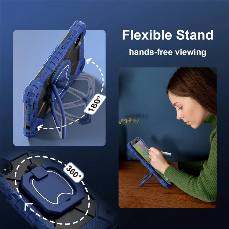 Housse de tablette en silicone et PC avec support pour Xiaomi Redmi Pad SE 4G 8,7 pouces - Bleu marine / Noir