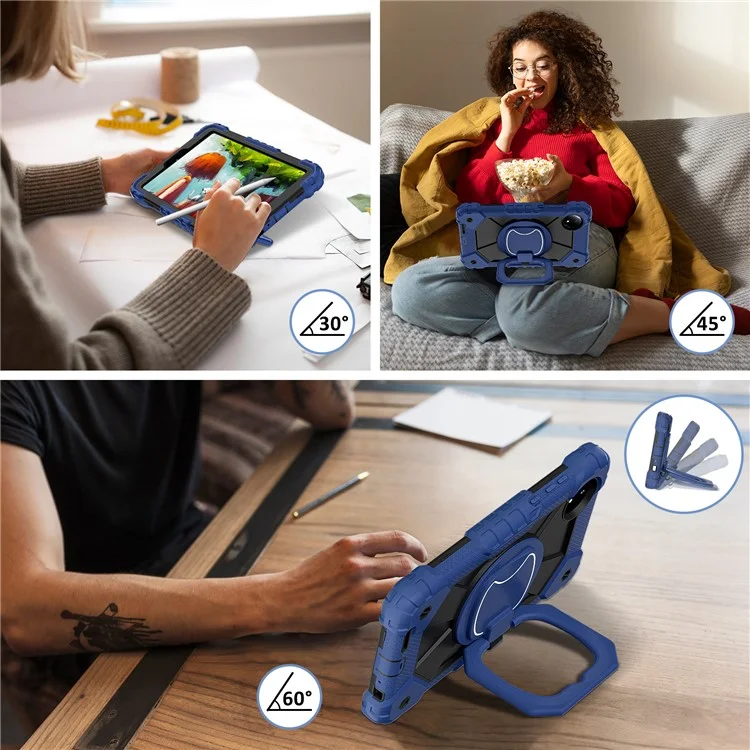 Housse de tablette en silicone et PC avec support pour Xiaomi Redmi Pad SE 4G 8,7 pouces - Bleu marine / Noir