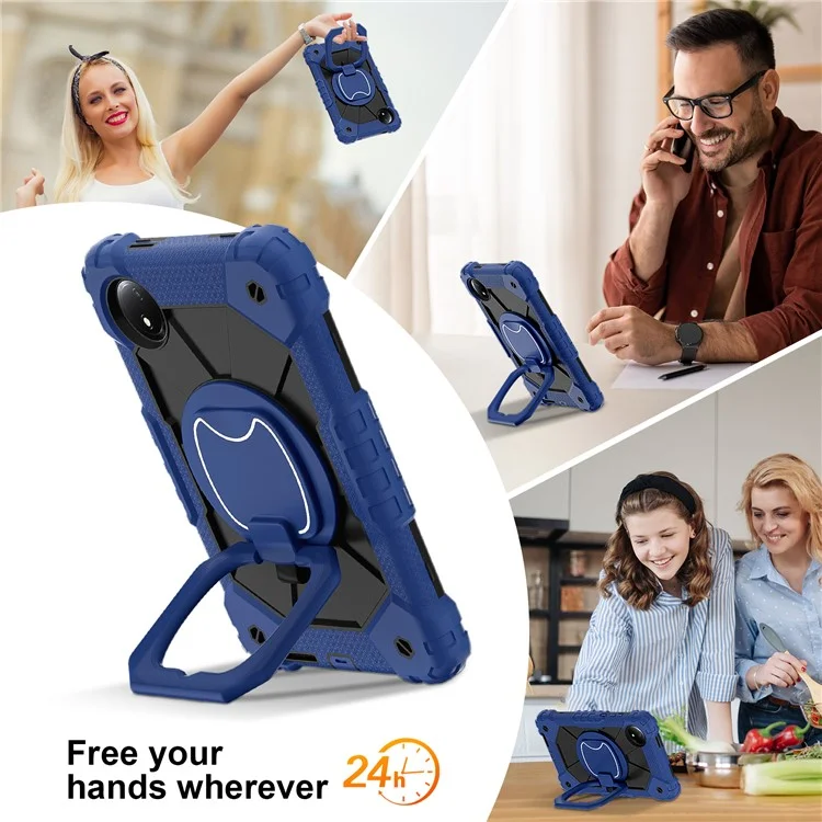 Housse de tablette en silicone et PC avec support pour Xiaomi Redmi Pad SE 4G 8,7 pouces - Bleu marine / Noir