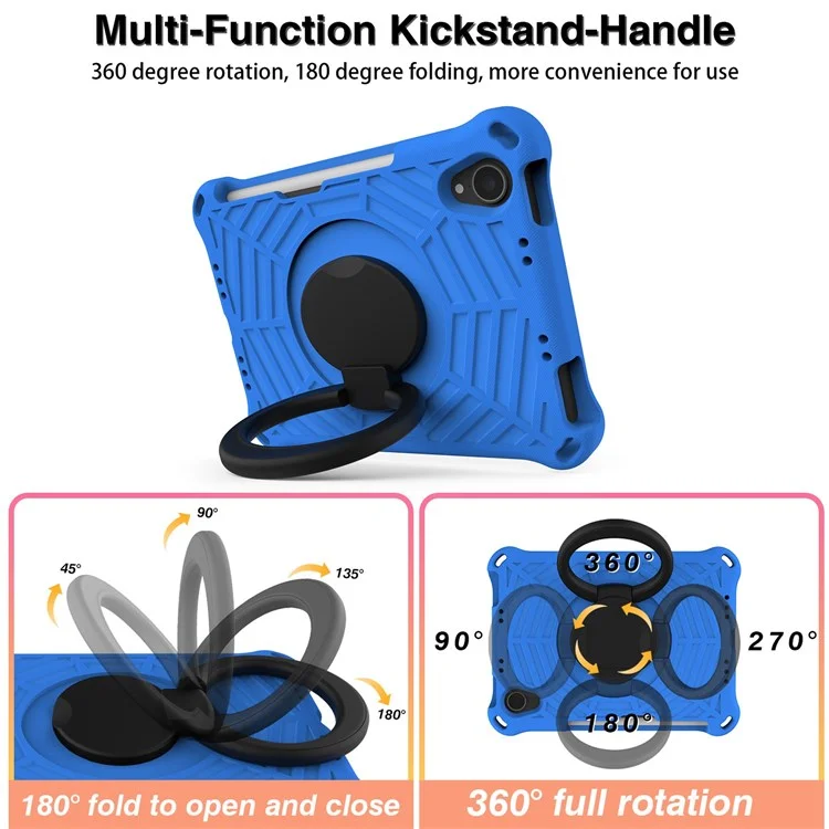 For iPad mini (2024) / mini (2021) Anti-Scratch EVA Case with Shoulder Strap Kickstand Protective Cover Shockproof Tablet Case - Blue