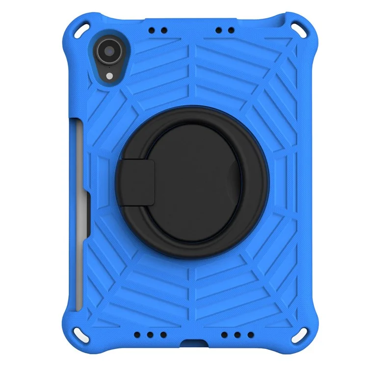 For iPad mini (2024) / mini (2021) Anti-Scratch EVA Case with Shoulder Strap Kickstand Protective Cover Shockproof Tablet Case - Blue