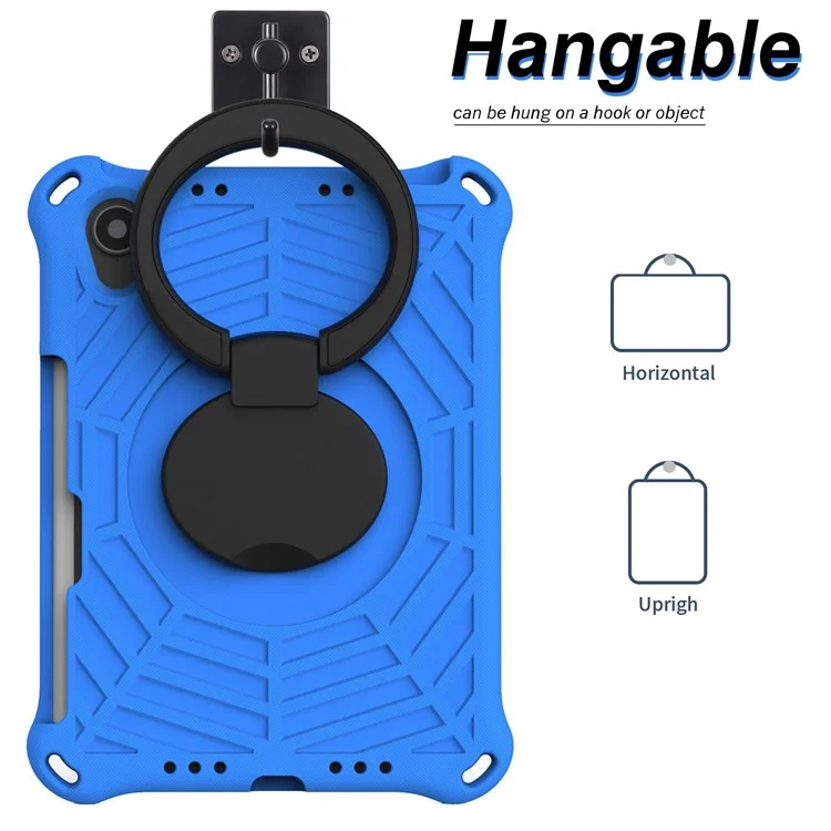 For iPad mini (2024) / mini (2021) Anti-Scratch EVA Case with Shoulder Strap Kickstand Protective Cover Shockproof Tablet Case - Blue