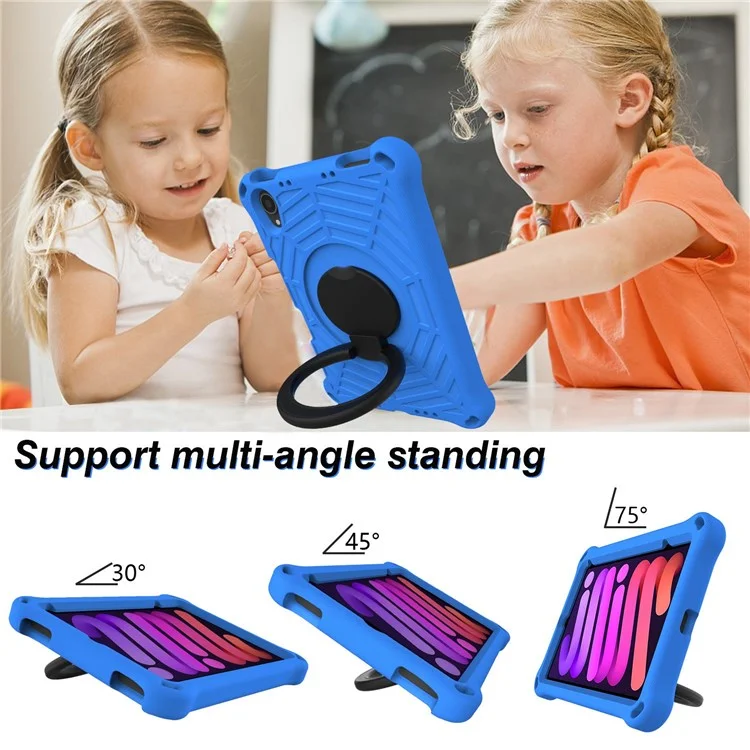 For iPad mini (2024) / mini (2021) Anti-Scratch EVA Case with Shoulder Strap Kickstand Protective Cover Shockproof Tablet Case - Blue